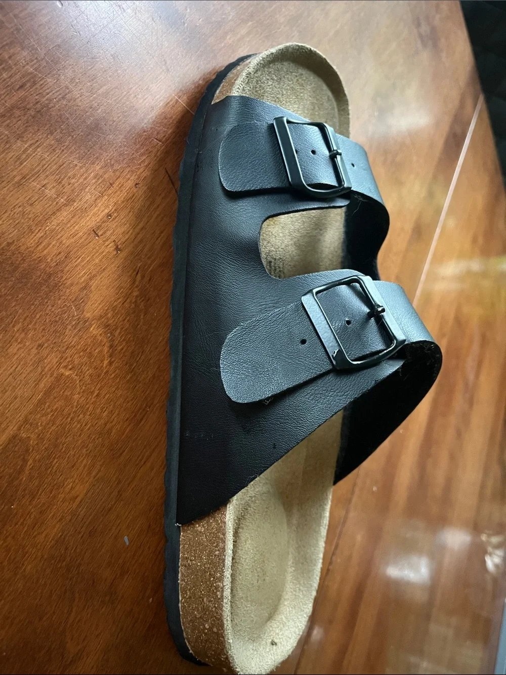 CUSHIONAIRE Lane Cork Footbed Black Sandals size 12